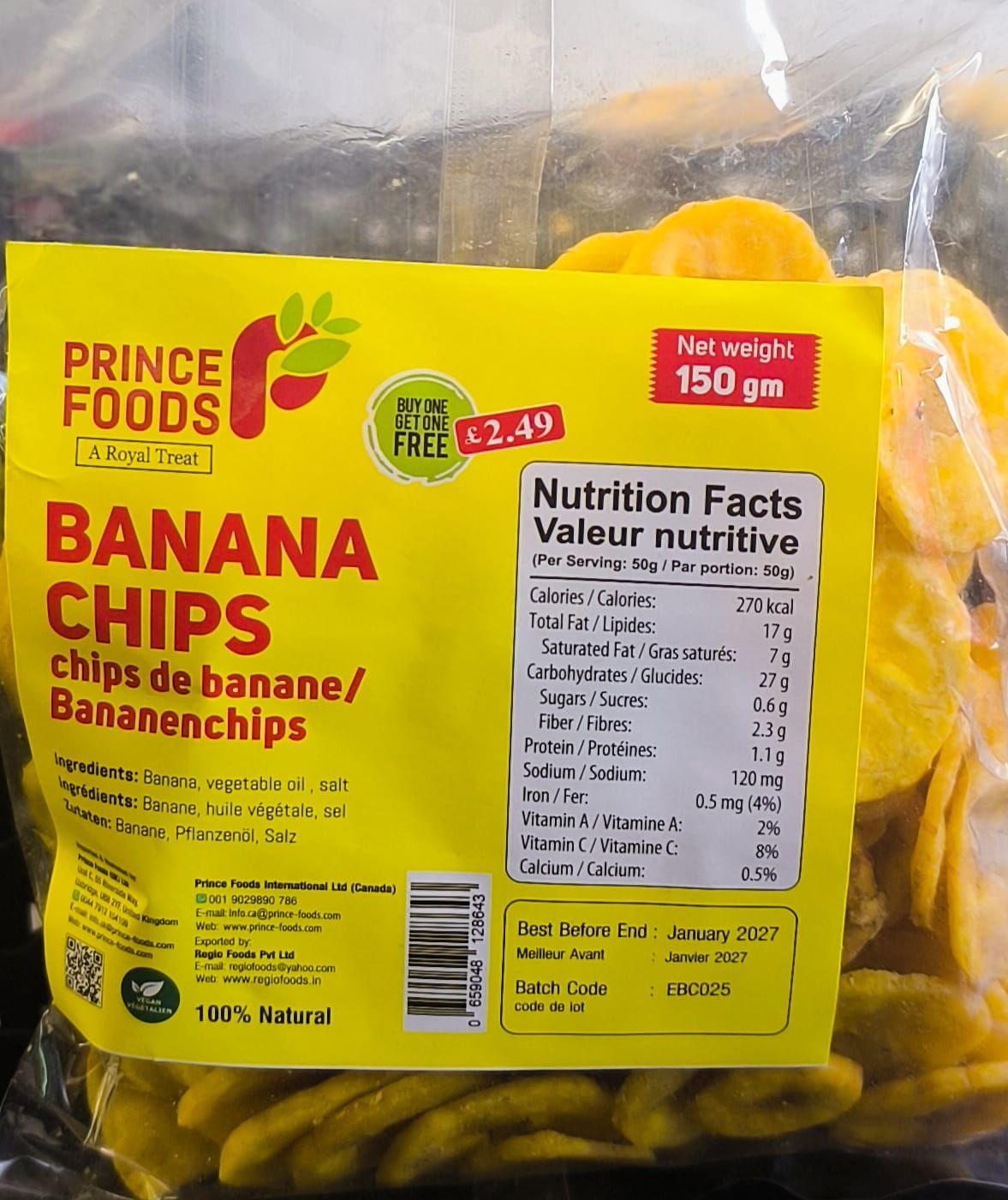 Prince Foods Banana Chips 150G