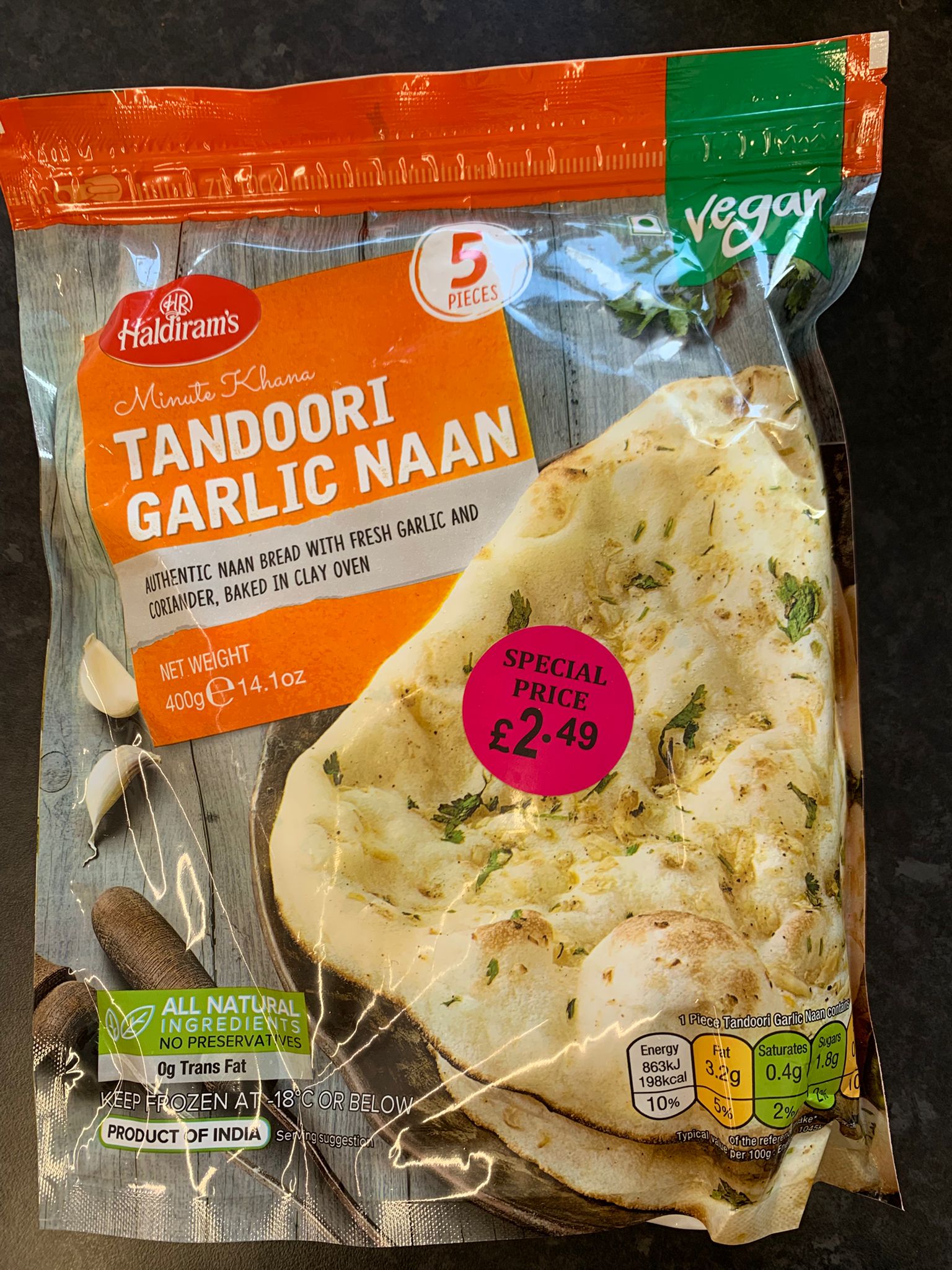 Haldiram's Frozen Tandoori Garlic Naan Bogof 400G