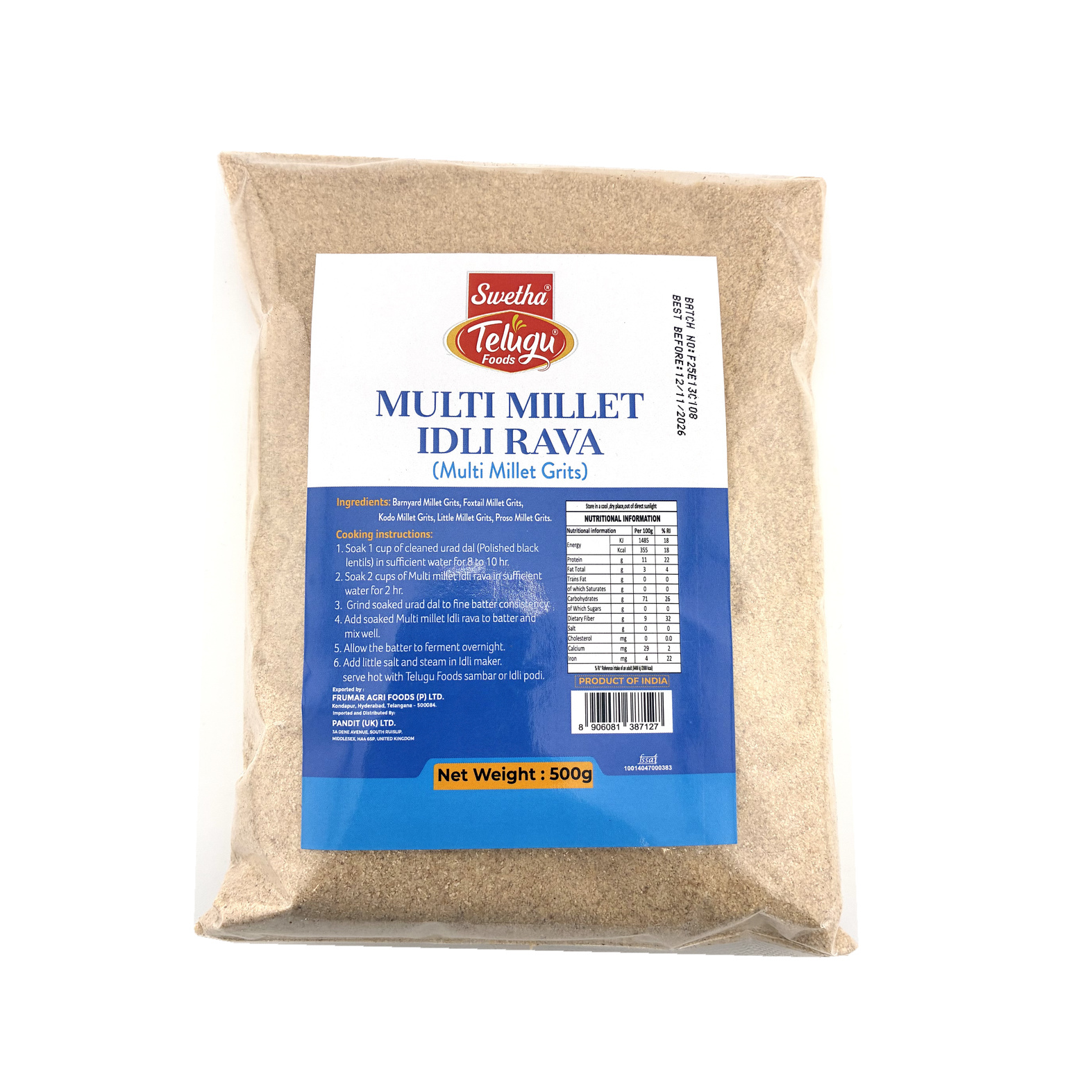 Telugu Foods Multi Millet Idli Rava 500G