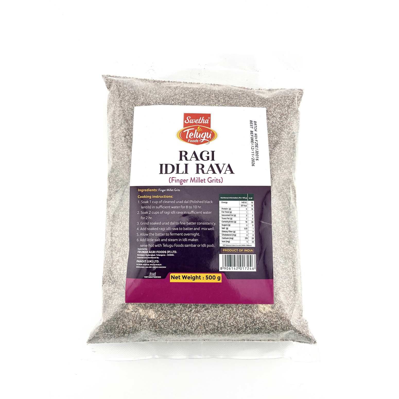 Telugu Foods Ragi Idli Rava 500G