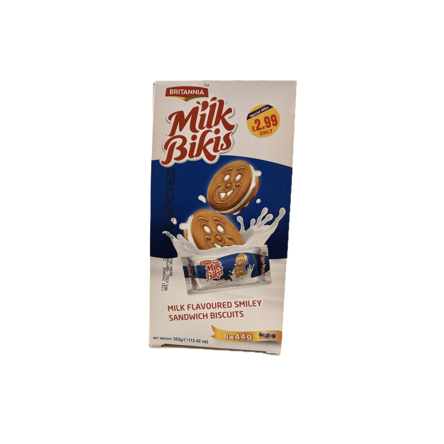 Britannia Milk Bikis Creams 8 X 44G